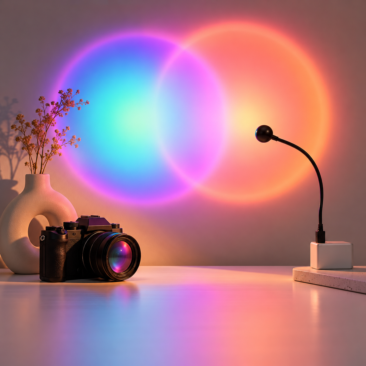 Color projector in a creative studio